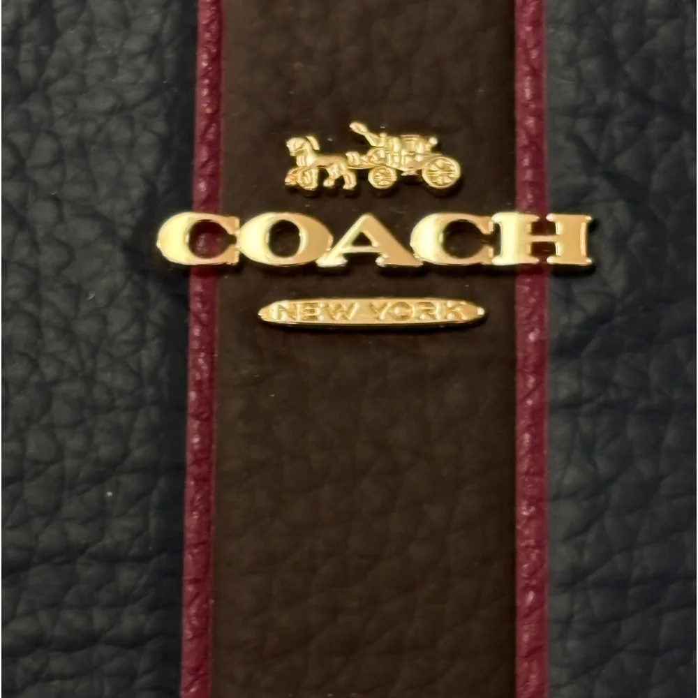 Coach Berry Purple/ Striped Leather Pouch /Wristlet